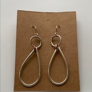 Silver/copper Teardrop Hoop Dangle Earrings - Women Jewelry